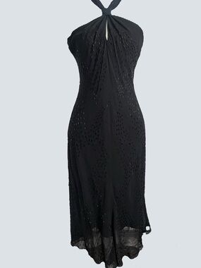 Vintage 90s 100% silk beaded jones New York dress